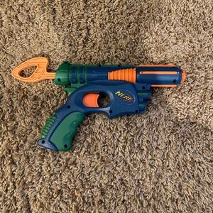 Nerf Blue and Green Blaster with Orange Accents